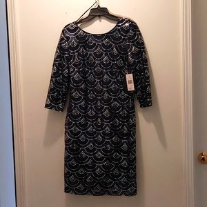 Navy and silver sequin dress